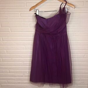 Alfred Angelo Purple One Shoulder Tulle Formal Dress, Women's Size 8